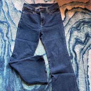 Express Mid Rise Dark Wash Hyper Sculpt '70s Flare Jeans